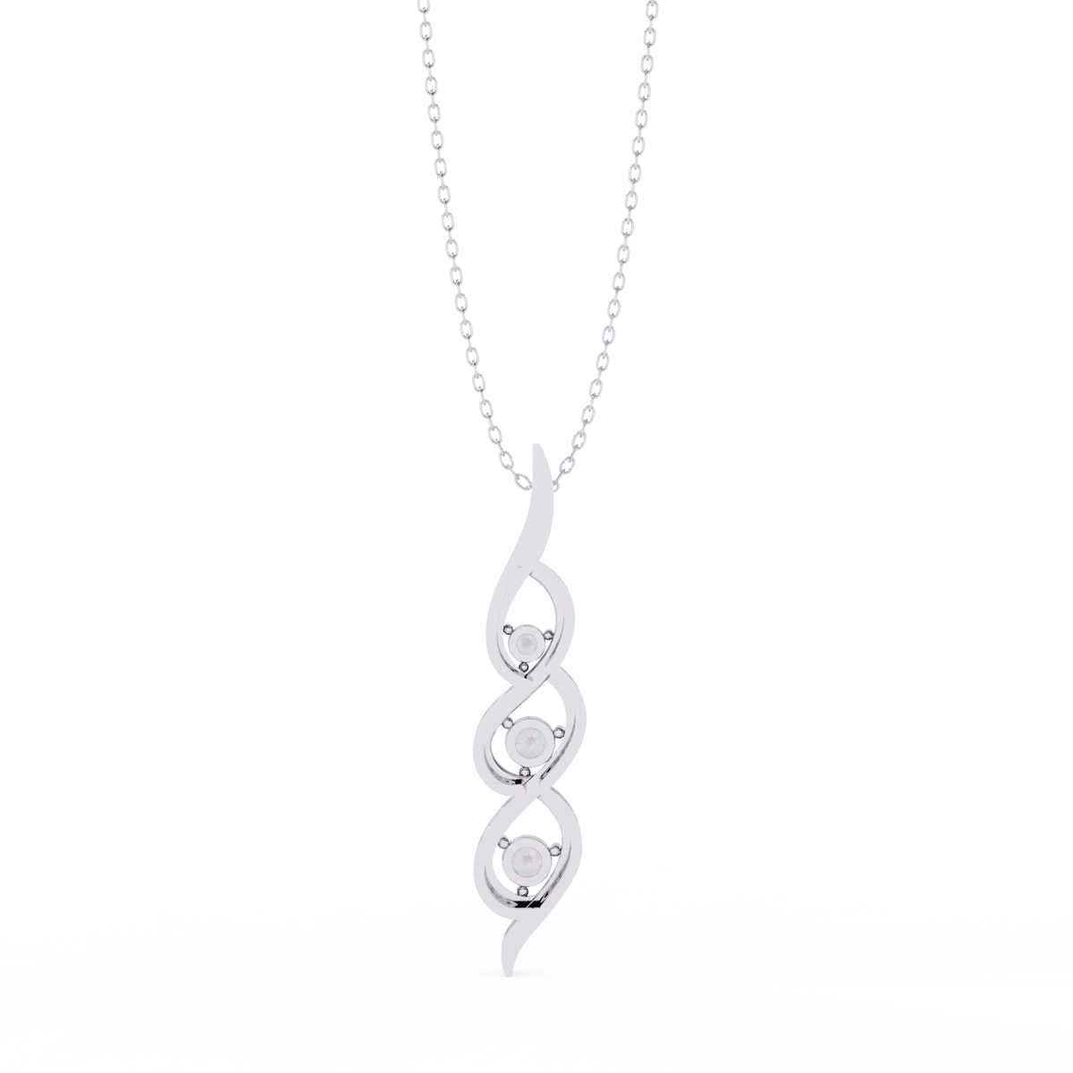 Three Stone Twist Lab Grown Diamond Pendant Necklace - View 6