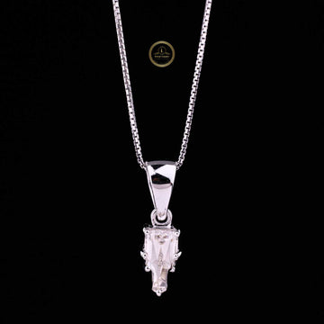 Antique Custom Cut Moissanite Diamond Pendant With Tapered Bail Box Chain