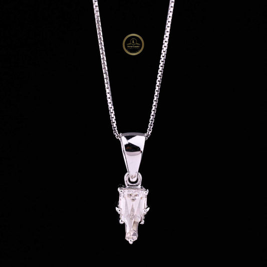 Antique Custom Cut Moissanite Diamond Pendant With Tapered Bail Box Chain