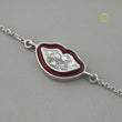 Antique Cut Lab Diamond Red Enamel Slice Delicate Chain Bracelet - View 3