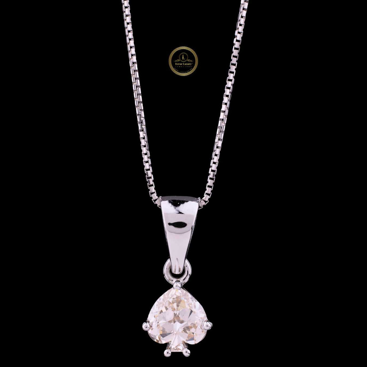 Antique Cut Moissanite Diamond Pendant with Tapered Bail Chain