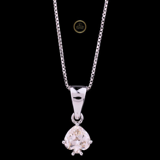 Antique Cut Moissanite Diamond Pendant with Tapered Bail Chain