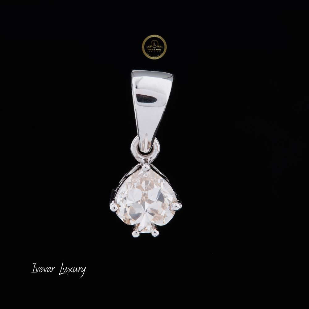 Antique Cut Moissanite Diamond Pendant with Tapered Bail Chain - View 2