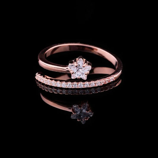 Floral Bypass Pave Solitaire Lab diamond Engagement Ring