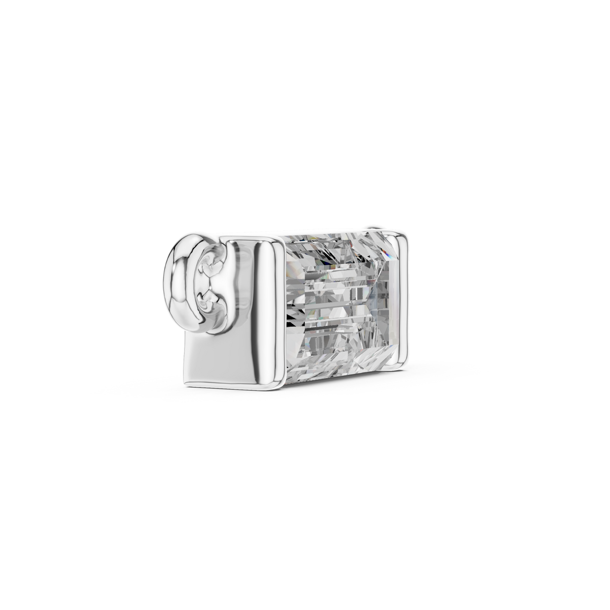 Horizontal Baguette Cut Lab Grown Diamond Solitaire Bar Pendant - View 6
