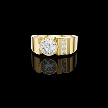 Round Cut Lab Grown Diamond Men's Three Stone Side Accent Wedding Ring