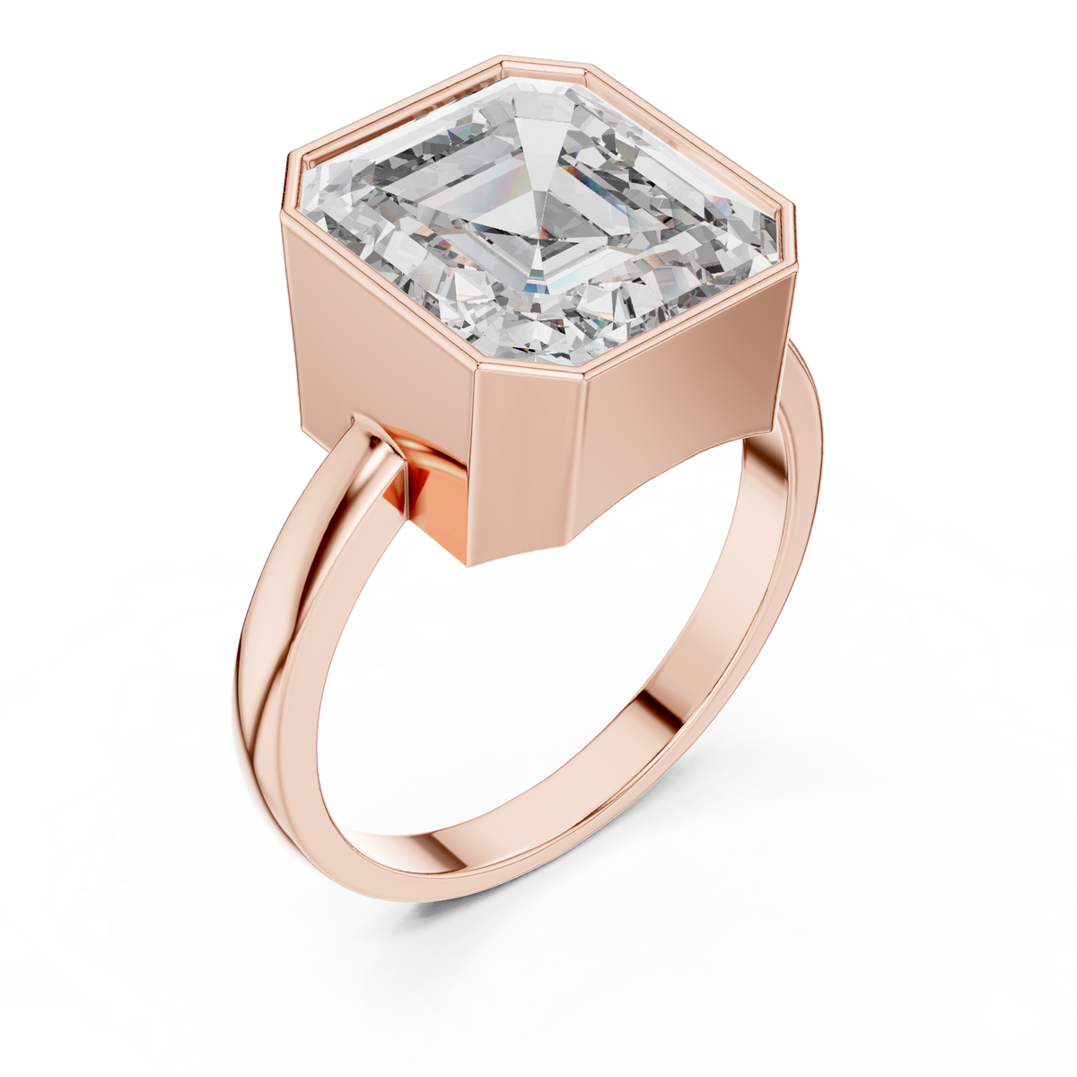 Asscher Cut Lab Grown Diamond Men's Full Bezel Engagement Ring - View 5