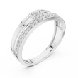 Round Cut Lab Grown Diamond Men's Square Cluster Pave Border Gold Band - View 6