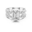 Emerald Cut Moissanite Diamond Women's Crisscross Split Band Gold Ring - View 3
