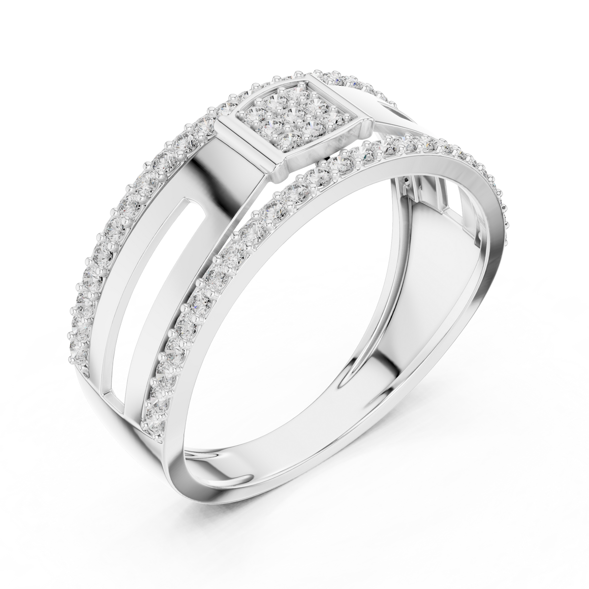 Round Cut Lab Grown Diamond Men's Modern Side Cutout Architectural Wedding Band - View 6
