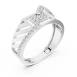 Round Cut Moissanite Diamond Men's Geometric Asymmetric Diagonal Pave Wedding Ring - View 6