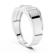 Round Cut Lab Grown Diamond Men's Geometric Angular Cutout Statement Band - View 9