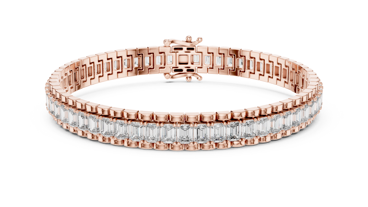 Emerald Cut Lab Diamond Inline Tennis Bracelet Sleek Channel Setting - View 2