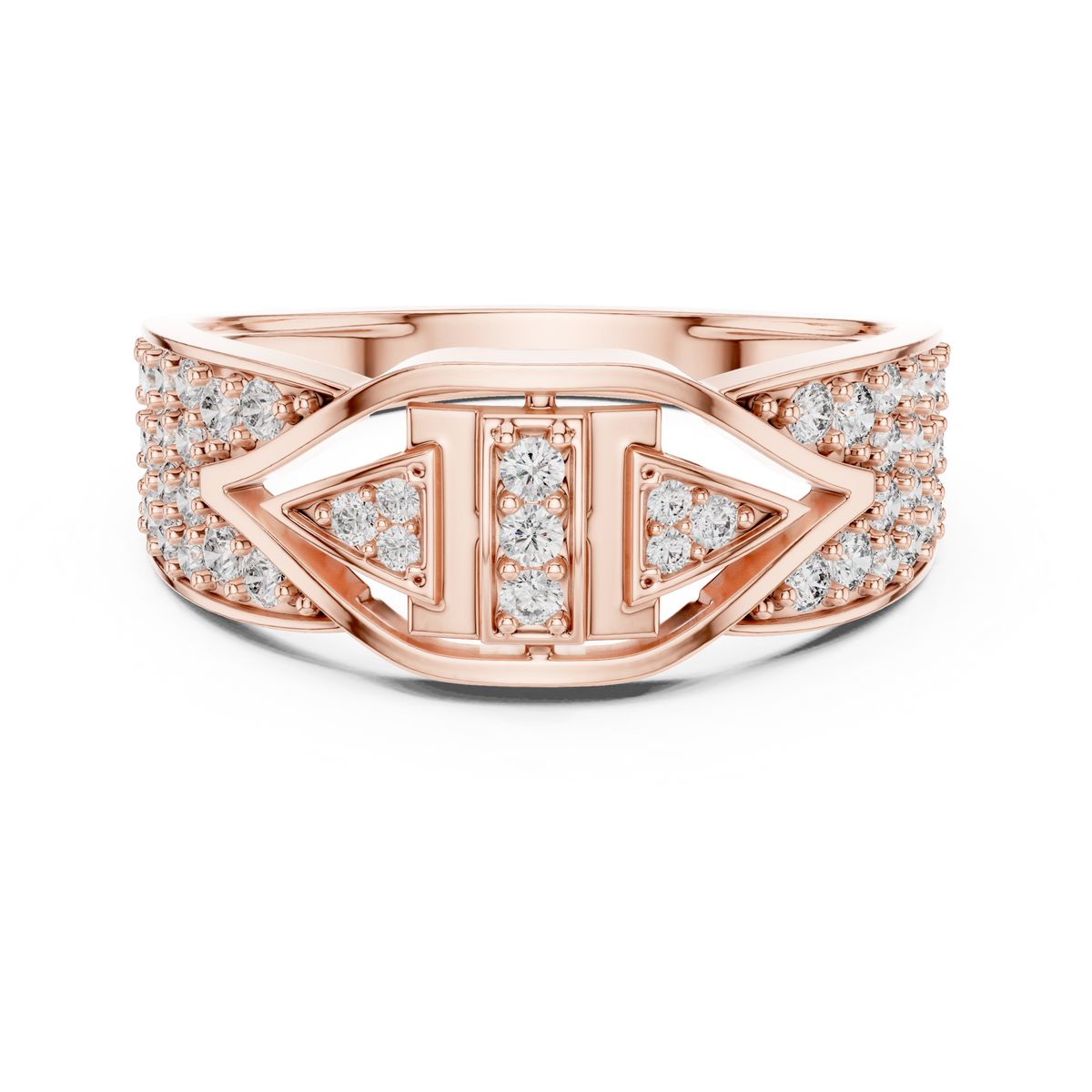 Round Cut Moissanite Diamond Men's Geometric Arrowhead Statement Band - View 2
