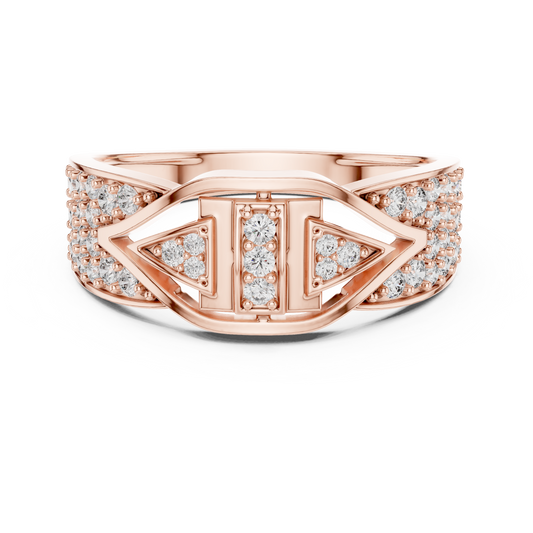 Round Cut Moissanite Diamond Men's Geometric Arrowhead Statement Band - View 2
