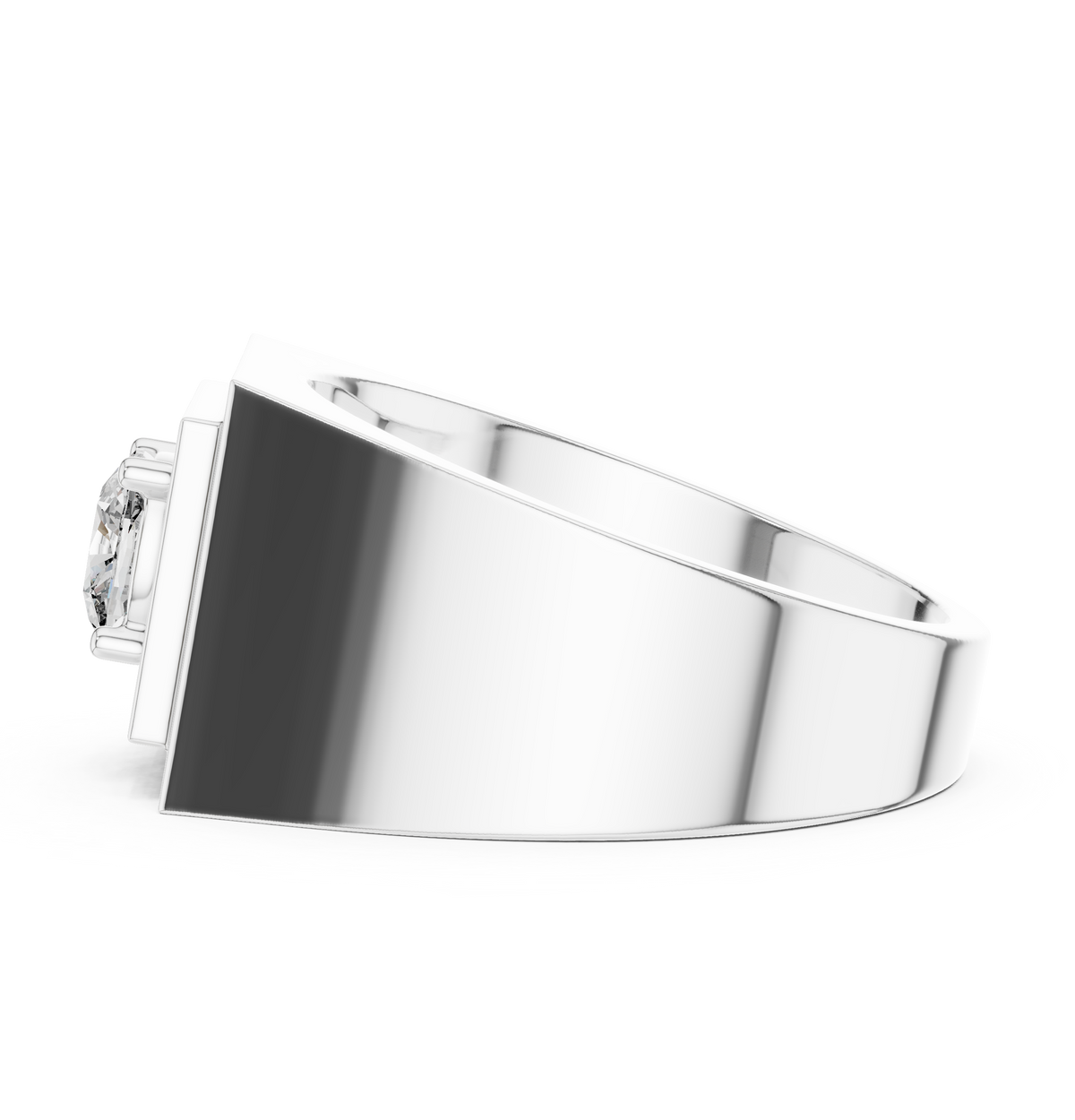 Cushion Cut Moissanite Diamond Men's Square Signet Ring - View 9