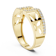 Round Cut Lab Grown Diamond Men's Openwork Floating Bridge Gold Band - View 7