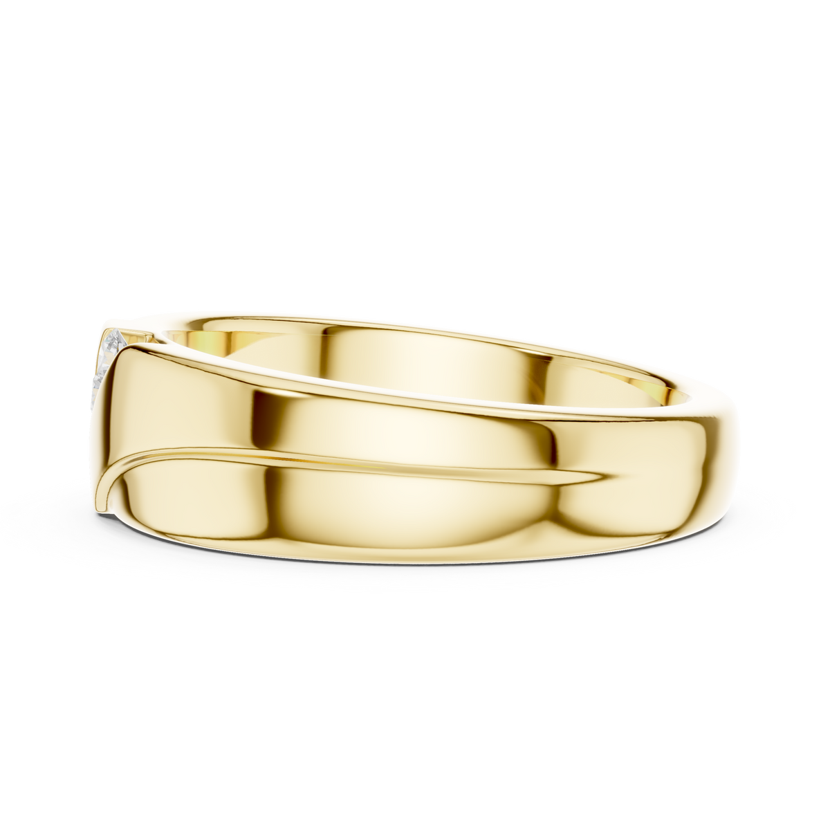 Round Cut Lab Grown Diamond Men's Diagonal 4 Stone Channel Gold Band - View 7
