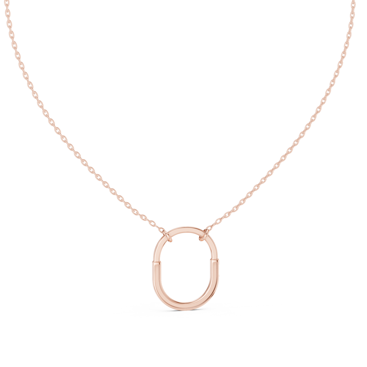 U Shape Hardware Pattern Statement Pendant with Round Moissanite Diamond - View 8