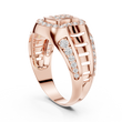 Round Cut Moissanite Diamond Men's Geometric Double Pave Crest Engagement Ring - View 8