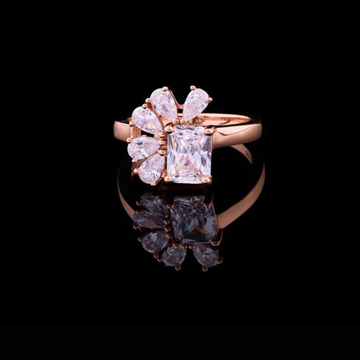 Radiant Cut Floral Pear Moissanite Diamond Cluster Engagement Ring