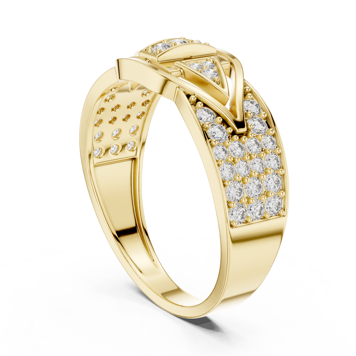 Round Cut Moissanite Diamond Men's Geometric Arrowhead Statement Band - View 7