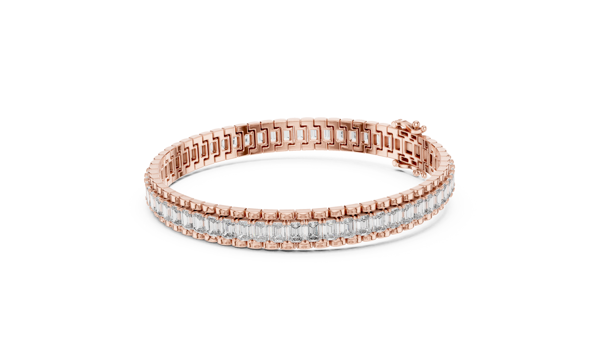 Emerald Cut Lab Diamond Inline Tennis Bracelet Sleek Channel Setting - View 11