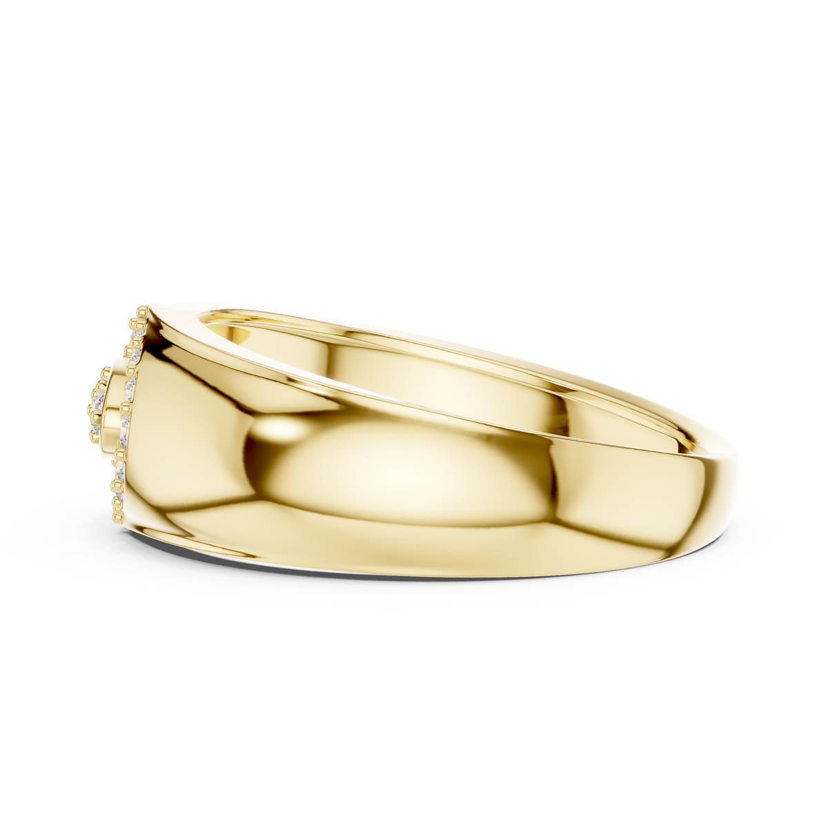 Round Cut Moissanite Diamond Men's Modern Split Link Pave Gold Engagement Ring - View 10