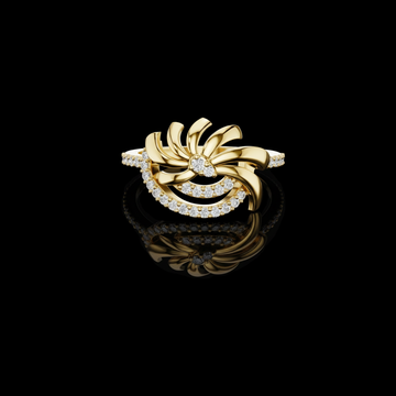 Floral Swirl Round Moissanite Diamond Engagement Ring With Pave Setting