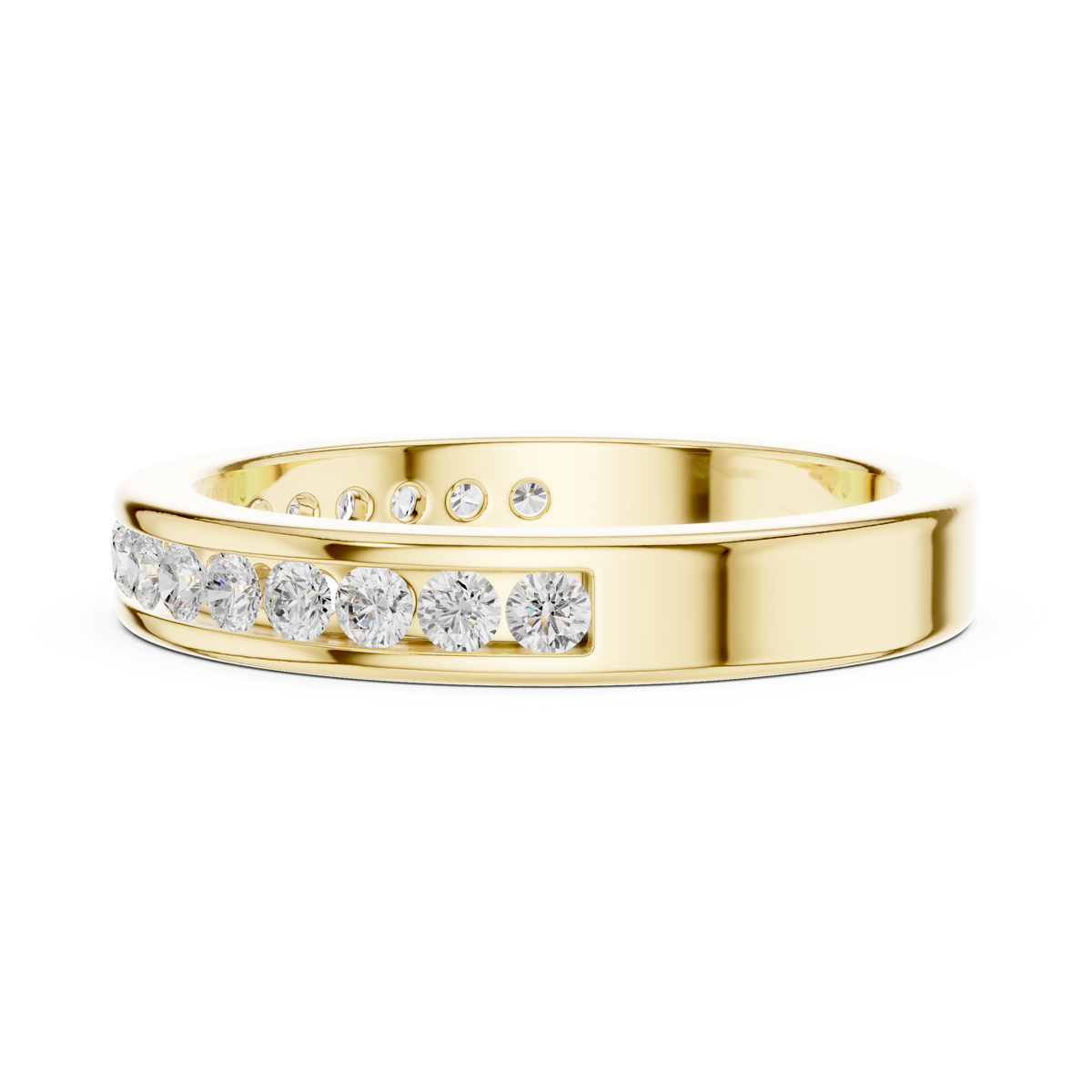 Modern Round Lab Diamond Channel Set Wedding Band - View 7