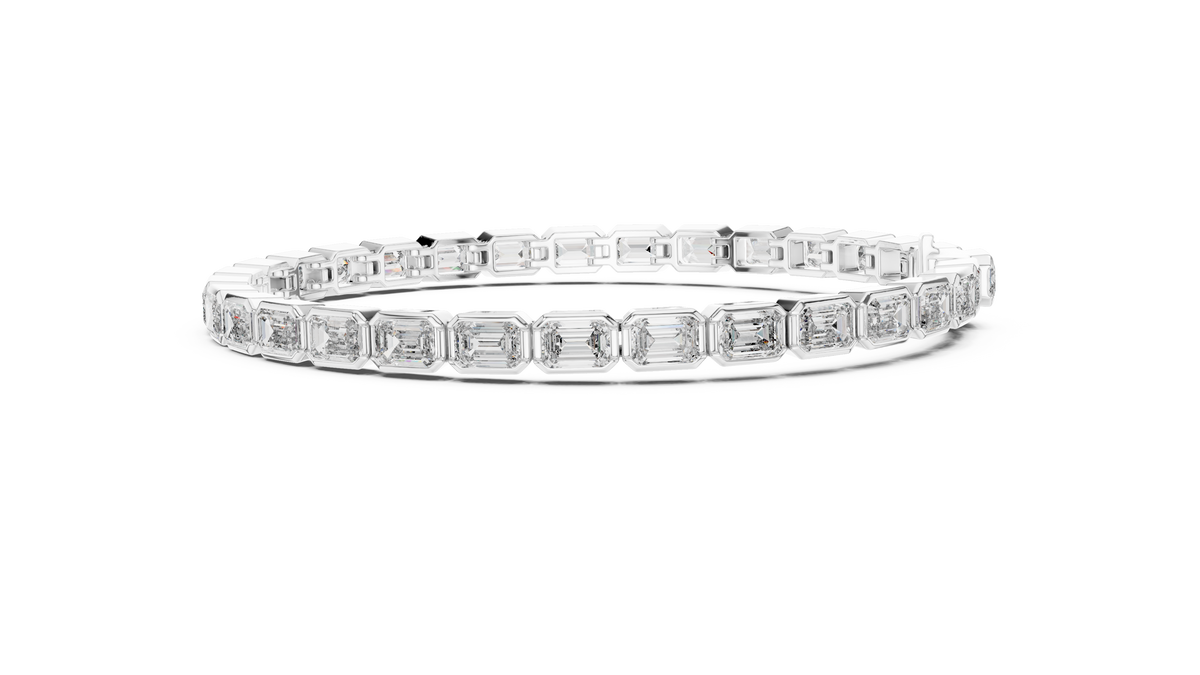 Emerald Cut Lab Diamond Octagonal Link Tennis Bracelet - View 6