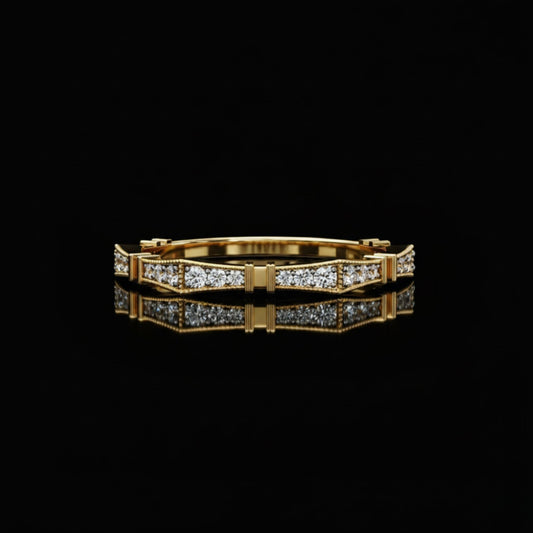 Vintage Geometric Moissanite Diamond Accent Band For Her