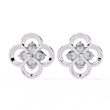 Luxury Floral Motif Stud Earrings with Sparkling Moissanite Diamond Inspired Cluster Centerpiece - View 9