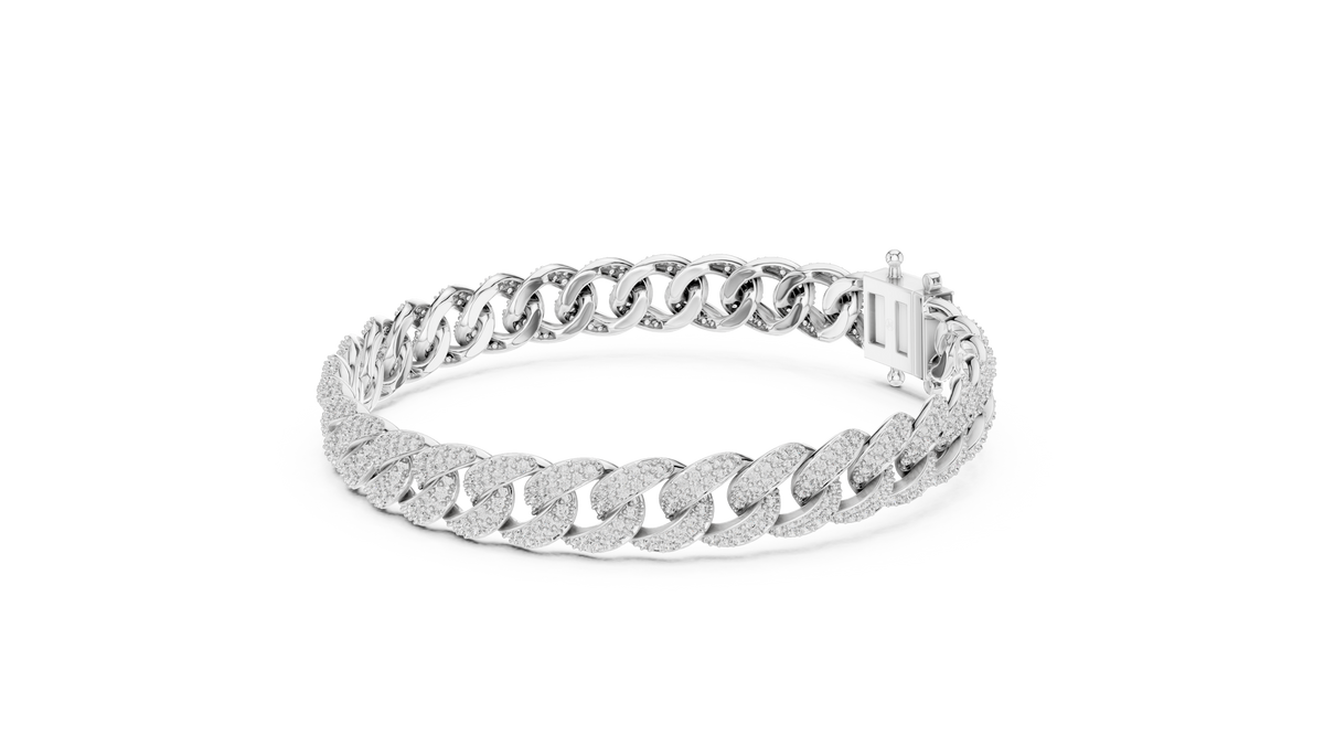 Round Cut Moissanite Diamond Miami Cuban Link Bracelet - View 12