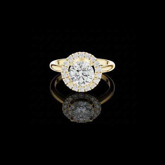 Round Cut Halo Moissanite Diamond Filigree Engagement Ring