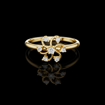 Swirl Minimalist Promise Ring With Round Moissanite Diamond