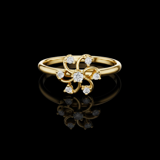 Swirl Minimalist Promise Ring With Round Lab Diamond