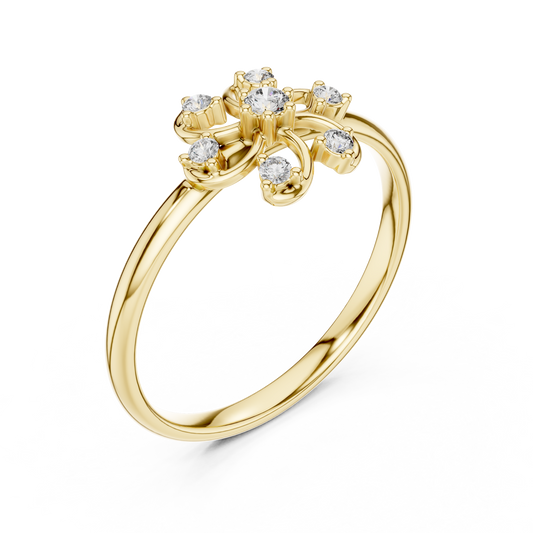 Swirl Minimalist Promise Ring With Round Moissanite Diamond - View 2