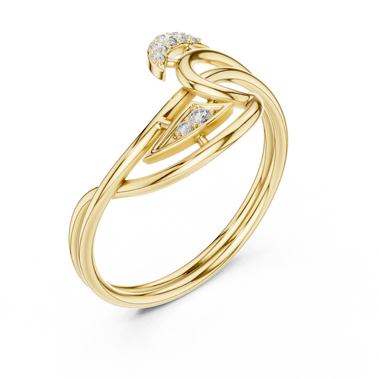 Round Cut Moissanite Diamond Abstract Bypass Open Minimal Ring - View 2
