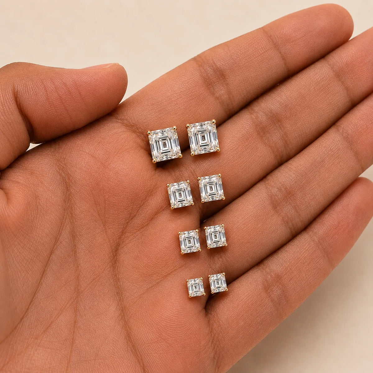 Asscher Cut Moissanite Diamond Solitaire Women's Earring