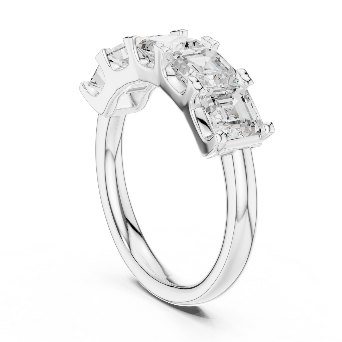 Asscher Cut Lab Diamond Half Eternity Wedding Band - View 12