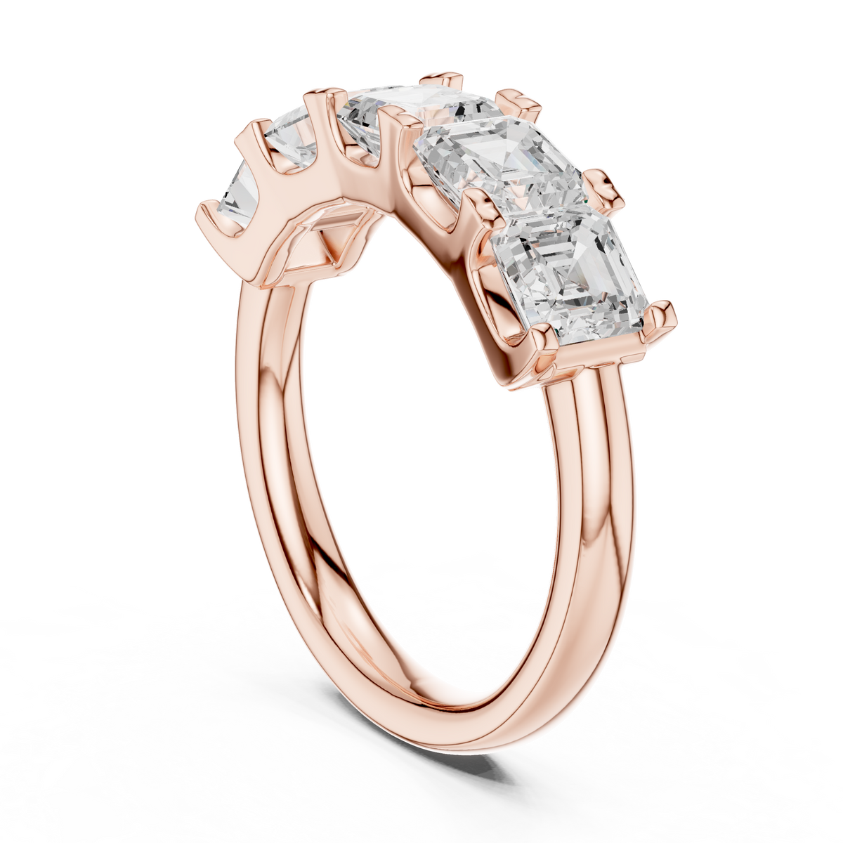 Asscher Cut Lab Diamond Half Eternity Wedding Band - View 11