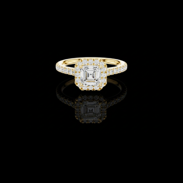 Square Asscher Cut Lab Grown Diamond Halo Ring