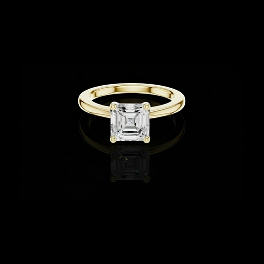 Asscher Cut Lab Diamond Solitaire Engagement Rings
