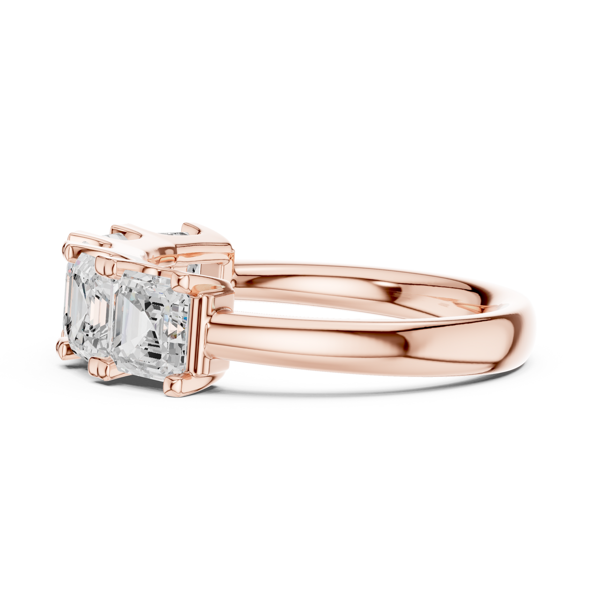 Asscher Cut Lab Diamond Half Eternity Wedding Band - View 8