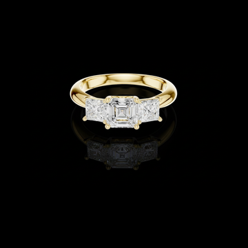Ascher Lab Diamond Three Stone Ring With Princess Cut Side Stones