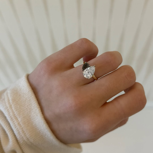 Pear Cut Black and White Lab Diamond Toi et Moi Ring - View 2