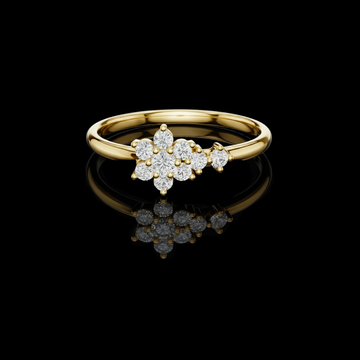Round Lab Diamond Brilliant Floral Cluster Ring