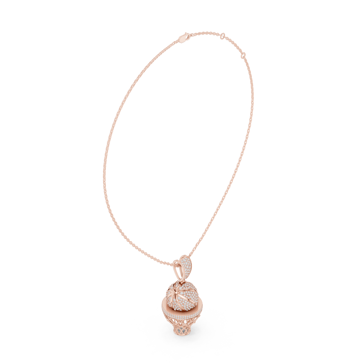 Sports Theme Ball Motif Charm Pendant with Round Moissanite Diamond - View 11