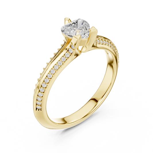 Split Shank Heart Cut Lab Diamond Engagement Ring With Pave Band - View 2